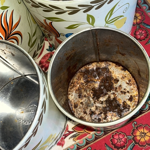 Ransburg Vintage metal canister set with wooden lids - Picture 5 of 12